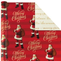 Hallmark Red And Gold 3-Pack Reversible Christmas Wrapping Paper, 120 Sq. Ft. -Hallmark Decoration Store 3Pack Red and Gold Reversible Christmas Wrapping Paper 5JXW1029 04