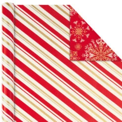 Hallmark Red And Gold 3-Pack Reversible Christmas Wrapping Paper, 120 Sq. Ft. -Hallmark Decoration Store 3Pack Red and Gold Reversible Christmas Wrapping Paper 5JXW1029 05