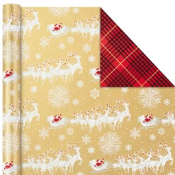 Hallmark Red And Gold 3-Pack Reversible Christmas Wrapping Paper, 120 Sq. Ft. -Hallmark Decoration Store 3Pack Red and Gold Reversible Christmas Wrapping Paper 5JXW1029 06