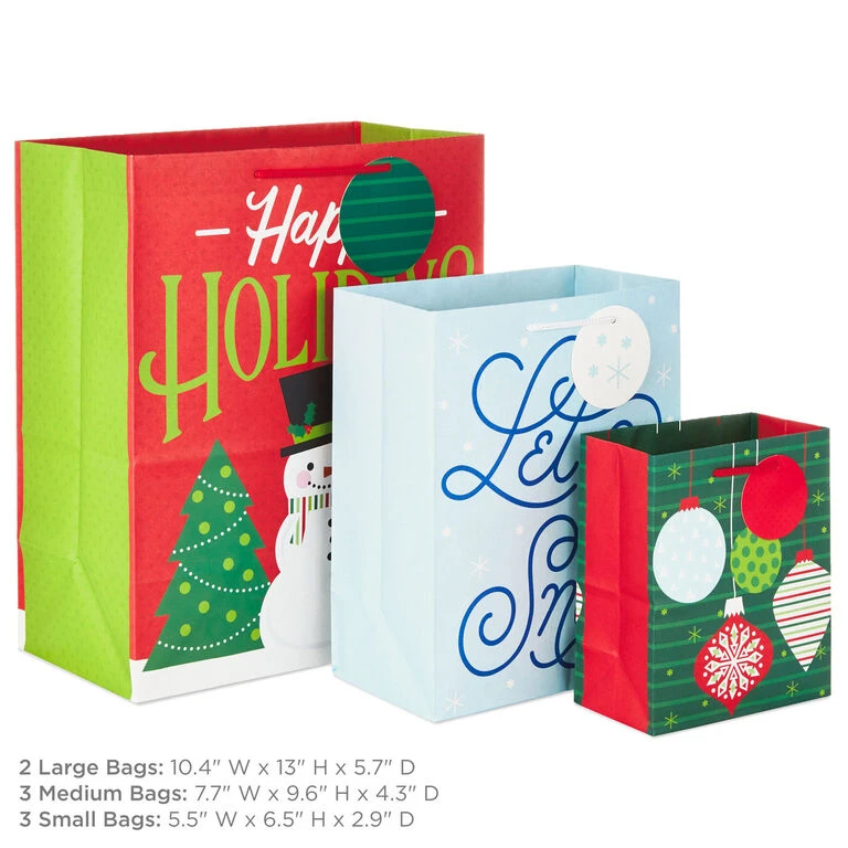 Hallmark Let It Snow 8-Pack Holiday Gift Bags, Assorted Sizes And Designs 5 Hallmark Let It Snow 8-Pack Holiday Gift Bags, Assorted Sizes And Designs - Image 3
