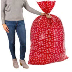 Hallmark Snowmen On Blue And Snowflakes On Red 2-Pack Giant Plastic Christmas Gift Bags -Hallmark Decoration Store Assorted Giant Plastic Christmas Gift Bags 5XGB1452 07