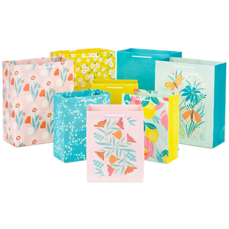 Hallmark Assorted Floral And Solid 8-Pack Medium And Large Gift Bags 2 Hallmark Assorted Floral And Solid 8-Pack Medium And Large Gift Bags