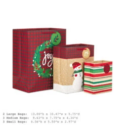 Hallmark Assorted Rustic Designs 8-Pack Small, Medium And Large Christmas Gift Bags -Hallmark Decoration Store Assorted Small Large Rustic Christmas Gift Bags 5XGB4894 03