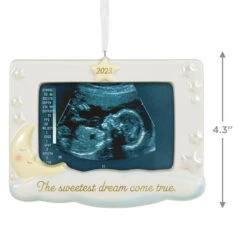 Hallmark Sweetest Dream Come True 2023 Porcelain Photo Frame Ornament -Hallmark Decoration Store Baby Sonogram Picture Frame Keepsake Ornament 1999QHX3117 03