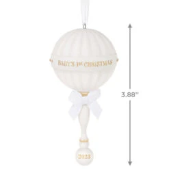 Hallmark Baby's First Christmas Rattle 2023 Porcelain Ornament -Hallmark Decoration Store Babys 1st Christmas Rattle Keepsake Ornament 2499QHX3107 03