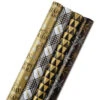 Hallmark Black And Gold 4-Pack Reversible Holiday Wrapping Paper Assortment, 150 Sq. Ft.