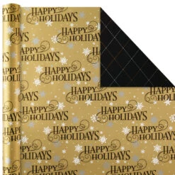 Hallmark Black And Gold 4-Pack Reversible Holiday Wrapping Paper Assortment, 150 Sq. Ft. 11 Hallmark Black And Gold 4-Pack Reversible Holiday Wrapping Paper Assortment, 150 Sq. Ft. -Hallmark Decoration Store Black and Gold Reversible Wrapping Paper Assortment 5JXW1737 03