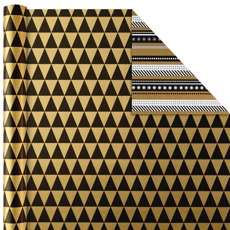 Hallmark Black And Gold 4-Pack Reversible Holiday Wrapping Paper Assortment, 150 Sq. Ft. 7 Hallmark Black And Gold 4-Pack Reversible Holiday Wrapping Paper Assortment, 150 Sq. Ft. - Image 5