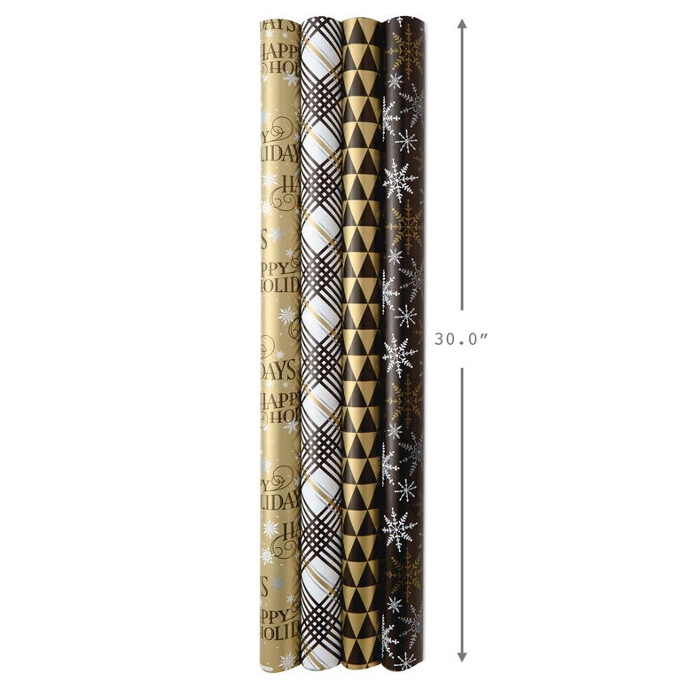 Hallmark Black And Gold 4-Pack Reversible Holiday Wrapping Paper Assortment, 150 Sq. Ft. 9 Hallmark Black And Gold 4-Pack Reversible Holiday Wrapping Paper Assortment, 150 Sq. Ft. - Image 7