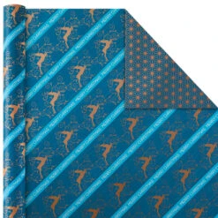 Hallmark Elegant Blues 4-Pack Blue And Gold Reversible Wrapping Paper, 150 Sq. Ft. 11 Hallmark Elegant Blues 4-Pack Blue And Gold Reversible Wrapping Paper, 150 Sq. Ft. -Hallmark Decoration Store Blue and Gold Holiday Reversible Wrapping Paper 5JXW1739 03