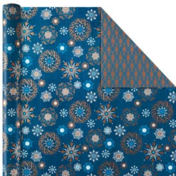 Hallmark Elegant Blues 4-Pack Blue And Gold Reversible Wrapping Paper, 150 Sq. Ft. 14 Hallmark Elegant Blues 4-Pack Blue And Gold Reversible Wrapping Paper, 150 Sq. Ft. -Hallmark Decoration Store Blue and Gold Holiday Reversible Wrapping Paper 5JXW1739 06