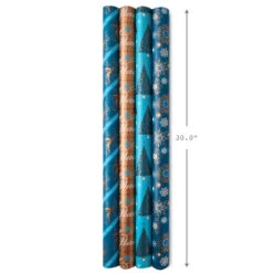 Hallmark Elegant Blues 4-Pack Blue And Gold Reversible Wrapping Paper, 150 Sq. Ft. 15 Hallmark Elegant Blues 4-Pack Blue And Gold Reversible Wrapping Paper, 150 Sq. Ft. -Hallmark Decoration Store Blue and Gold Holiday Reversible Wrapping Paper 5JXW1739 07