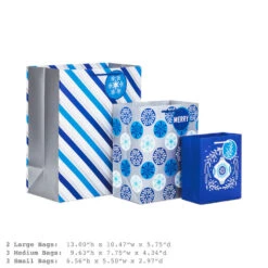 Hallmark Blue And Silver 8-Pack Holiday Gift Bags, Assorted Sizes And Designs 10 Hallmark Blue And Silver 8-Pack Holiday Gift Bags, Assorted Sizes And Designs -Hallmark Decoration Store Blue and Silver Holiday Gift Bags Bulk Pack XGB4895 03