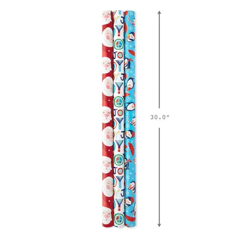 Hallmark Bright Joy 3-Pack Kids Reversible Christmas Wrapping Paper Assortment, 120 Sq. Ft. 5 Hallmark Bright Joy 3-Pack Kids Reversible Christmas Wrapping Paper Assortment, 120 Sq. Ft. - Image 3
