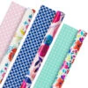 Hallmark Bright Florals 3-Pack Reversible Wrapping Paper, 120 Sq. Ft. Total -Hallmark Decoration Store Bright Flowers 3Pack Reversible Wrapping Paper 5EWR2433 01