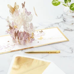 Hallmark Butterfly Bouquet Thankful For You 3D Pop-Up Thinking Of You Card -Hallmark Decoration Store Butterfly Flowers 3D PopUp Thinking of You Card 1299LAD9643 06