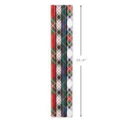 Hallmark Classic Plaids 4-Pack Wrapping Paper Assortment, 120 Sq. Ft. -Hallmark Decoration Store Classic Plaids Christmas Wrapping Paper Assortment 5JXW1040 08