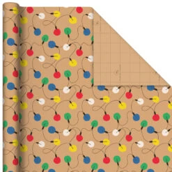 Hallmark Colorful Christmas 4-Pack Kraft Wrapping Paper Assortment, 88 Sq. Ft. -Hallmark Decoration Store Colorful Christmas Assortment Kraft Wrapping Paper 5JXW1212 07