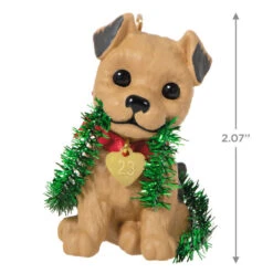 Hallmark Puppy Love Terrier 2023 Ornament -Hallmark Decoration Store Dog With Tinsel Keepsake Ornament 1599QXR8177 03