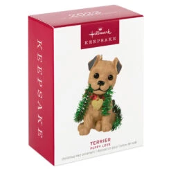 Hallmark Puppy Love Terrier 2023 Ornament -Hallmark Decoration Store Dog With Tinsel Keepsake Ornament 1599QXR8177 04
