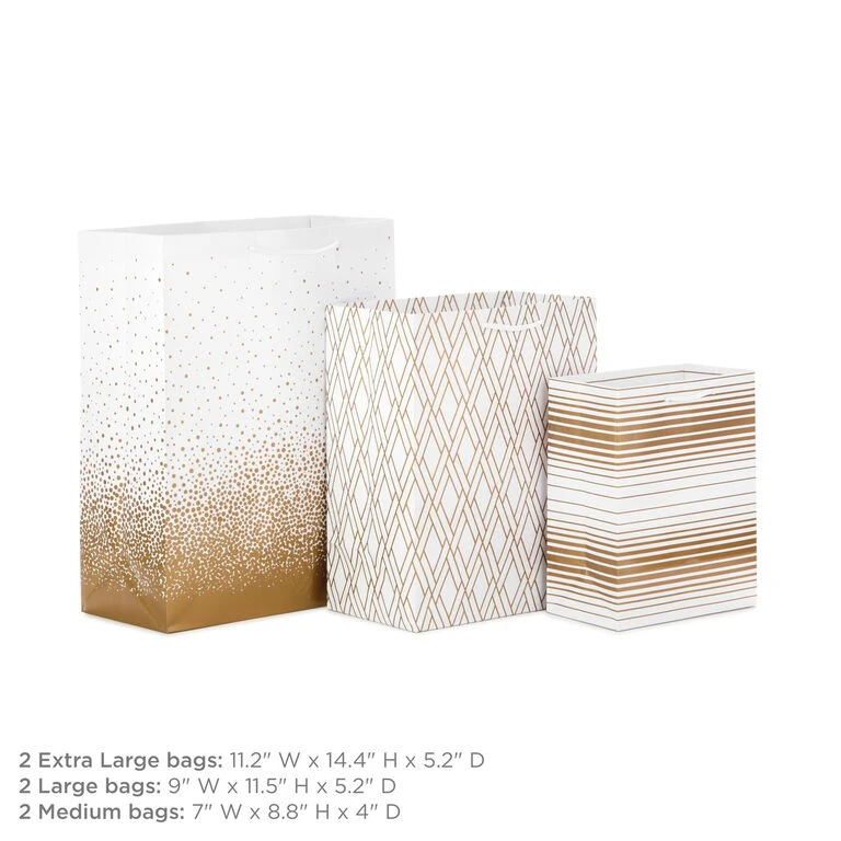 Hallmark Elegant Gold Assorted Sizes 6-Pack Gift Bags 4 Hallmark Elegant Gold Assorted Sizes 6-Pack Gift Bags - Image 2