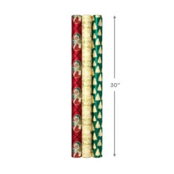 Hallmark Traditional 3-Pack Foil Christmas Wrapping Paper Assortment, 60 Sq. Ft. -Hallmark Decoration Store Foil Christmas Wrapping Paper Assortment 5JXW1065 08