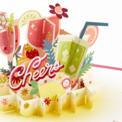 Hallmark Here's To You Cocktail Toast 3D Pop-Up Card -Hallmark Decoration Store Fruit Cocktail Drinks Celebration 3D PopUp Card for Her 1299LAD2897 04