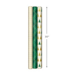 Hallmark Gold And Green 3-Pack Christmas Wrapping Paper Assortment, 120 Sq. Ft. -Hallmark Decoration Store Gold and Green Assortment Christmas Gift Wrap 5JXW1204 04