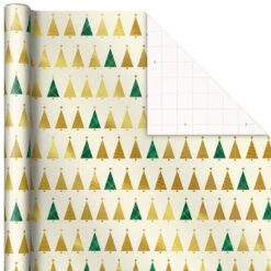 Hallmark Gold And Green 3-Pack Christmas Wrapping Paper Assortment, 120 Sq. Ft. -Hallmark Decoration Store Gold and Green Assortment Christmas Gift Wrap 5JXW1204 05