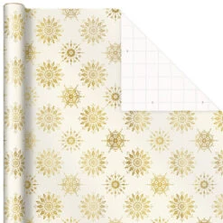 Hallmark Gold And White 6-Pack Holiday Wrapping Paper Assortment, 180 Sq. Ft. -Hallmark Decoration Store Gold and White Christmas Wrapping Paper Assortment 5JXW1086 05