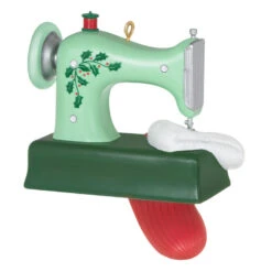 Hallmark Sew Very Merry! Ornament -Hallmark Decoration Store Green Sewing Machine and Stocking Keepsake Ornament 1799QGO2927 06