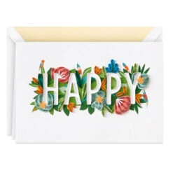 Hallmark Floral Happy Quilled Paper Handmade Birthday Card