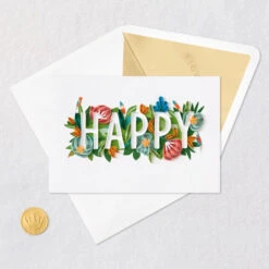 Hallmark Floral Happy Quilled Paper Handmade Birthday Card -Hallmark Decoration Store Happy and Flowers Quilled Paper Birthday Card for Her 1299LAD2728 05