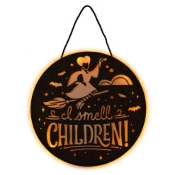 Hallmark Disney Hocus Pocus I Smell Children Porch Decor With Light -Hallmark Decoration Store Hocus Pocus LightUp Metal Door Sign 1HGN1526 03