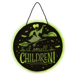Hallmark Disney Hocus Pocus I Smell Children Porch Decor With Light -Hallmark Decoration Store Hocus Pocus LightUp Metal Door Sign 1HGN1526 04