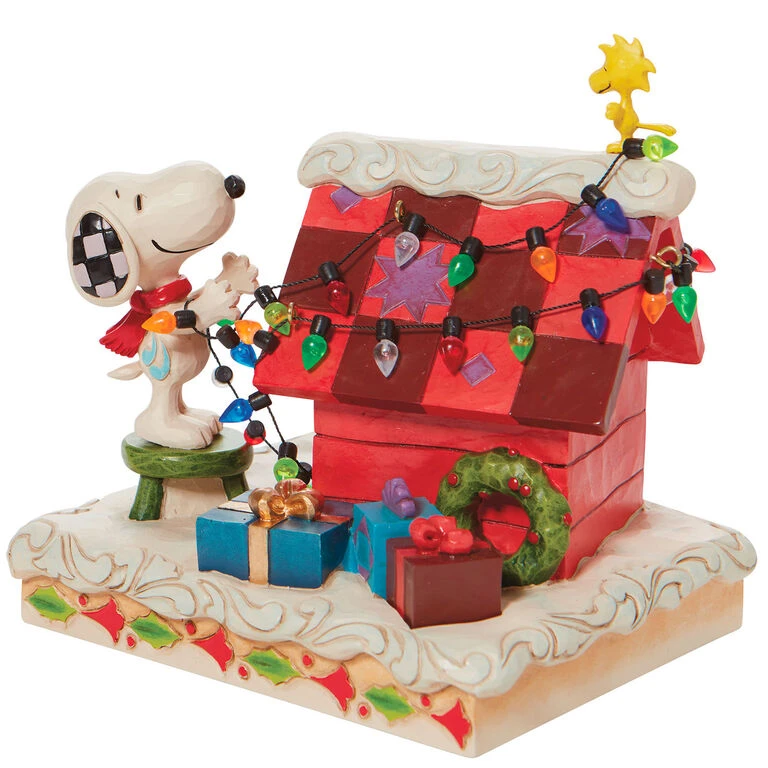 Enesco Jim Shore Peanuts Snoopy With Woodstock Decorating Dog House, 4.8" 3 Enesco Jim Shore Peanuts Snoopy With Woodstock Decorating Dog House, 4.8"