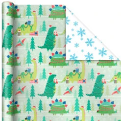 Hallmark Winter Friends 3-Pack Reversible Kids Christmas Wrapping Paper Assortment, 120 Sq. Ft. -Hallmark Decoration Store Kids Reversible Christmas Gift Wrap Assortment 5JXW1073 04