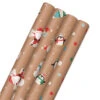 Hallmark Kraft Assorted 4-Pack Christmas Wrapping Paper, 88 Sq. Ft. -Hallmark Decoration Store Kraft Christmas Wrapping Paper for Kids JXW1085 01