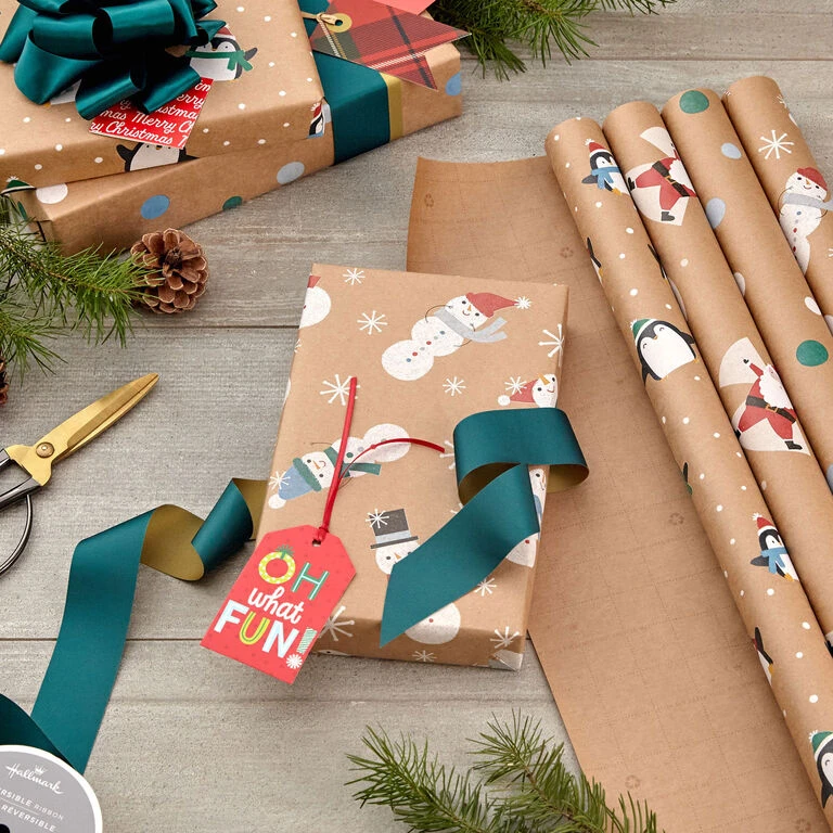 Hallmark Kraft Assorted 4-Pack Christmas Wrapping Paper, 88 Sq. Ft. 4 Hallmark Kraft Assorted 4-Pack Christmas Wrapping Paper, 88 Sq. Ft. - Image 2