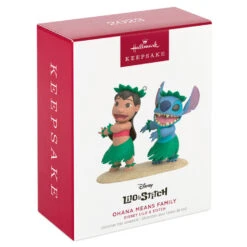 Hallmark Disney Lilo & Stitch Ohana Means Family Ornament -Hallmark Decoration Store Lilo Stitch in Hula Skirts Keepsake Ornament 2199QXD6597 04