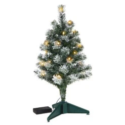 Hallmark Mini Flocked Pre-Lit Christmas Tree, 18.75" -Hallmark Decoration Store Miniature Flocked PreLit Keepsake Christmas Tree 2999QSB6339 06