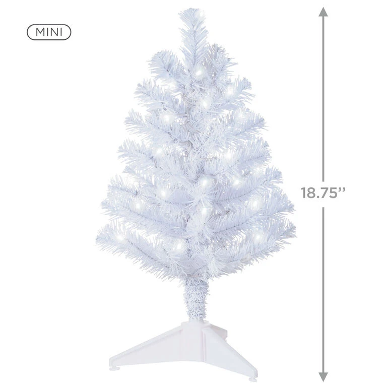 Hallmark Miniature White Pre-Lit Christmas Tree, 18.75" 5 Hallmark Miniature White Pre-Lit Christmas Tree, 18.75" - Image 3