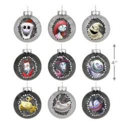 Hallmark Disney Tim Burton's The Nightmare Before Christmas Halloween Town Glass Ornaments, Set Of 9 -Hallmark Decoration Store Nightmare Before Christmas Glass Ball Keepsake Ornaments 2999QSB6289 03