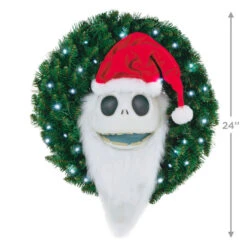 Hallmark Disney Tim Burton's The Nightmare Before Christmas Jack Skellington Wreath With Light, Sound And Motion, 24" 10 Hallmark Disney Tim Burton's The Nightmare Before Christmas Jack Skellington Wreath With Light, Sound And Motion, 24" -Hallmark Decoration Store Nightmare Before Christmas Jack Skellington Talking Wreath 1QFM3343 03