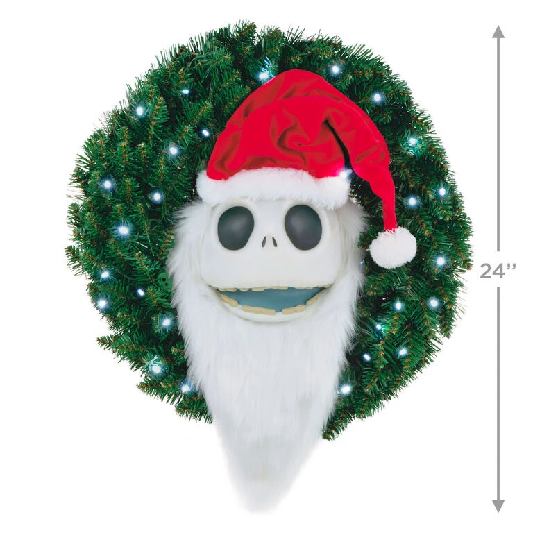 Hallmark Disney Tim Burton's The Nightmare Before Christmas Jack Skellington Wreath With Light, Sound And Motion, 24" 5 Hallmark Disney Tim Burton's The Nightmare Before Christmas Jack Skellington Wreath With Light, Sound And Motion, 24" - Image 3