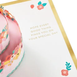 Hallmark Every Good Thing Floral Cake 3D Pop-Up Birthday Card -Hallmark Decoration Store Pink Cake and Flowers 3D PopUp Birthday Card for Her 1299LAD2886 03