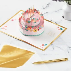 Hallmark Every Good Thing Floral Cake 3D Pop-Up Birthday Card -Hallmark Decoration Store Pink Cake and Flowers 3D PopUp Birthday Card for Her 1299LAD2886 06