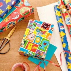 Hallmark Assorted Pokémon Wrapping Paper 3-Pack, 60 Sq. Ft. -Hallmark Decoration Store Pokmon Wrapping Paper for Kids Birthdays 5EWR2645 03