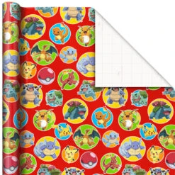 Hallmark Assorted Pokémon Wrapping Paper 3-Pack, 60 Sq. Ft. -Hallmark Decoration Store Pokmon Wrapping Paper for Kids Birthdays 5EWR2645 06