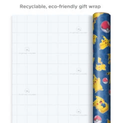 Hallmark Assorted Pokémon Wrapping Paper 3-Pack, 60 Sq. Ft. -Hallmark Decoration Store Pokmon Wrapping Paper for Kids Birthdays 5EWR2645 08